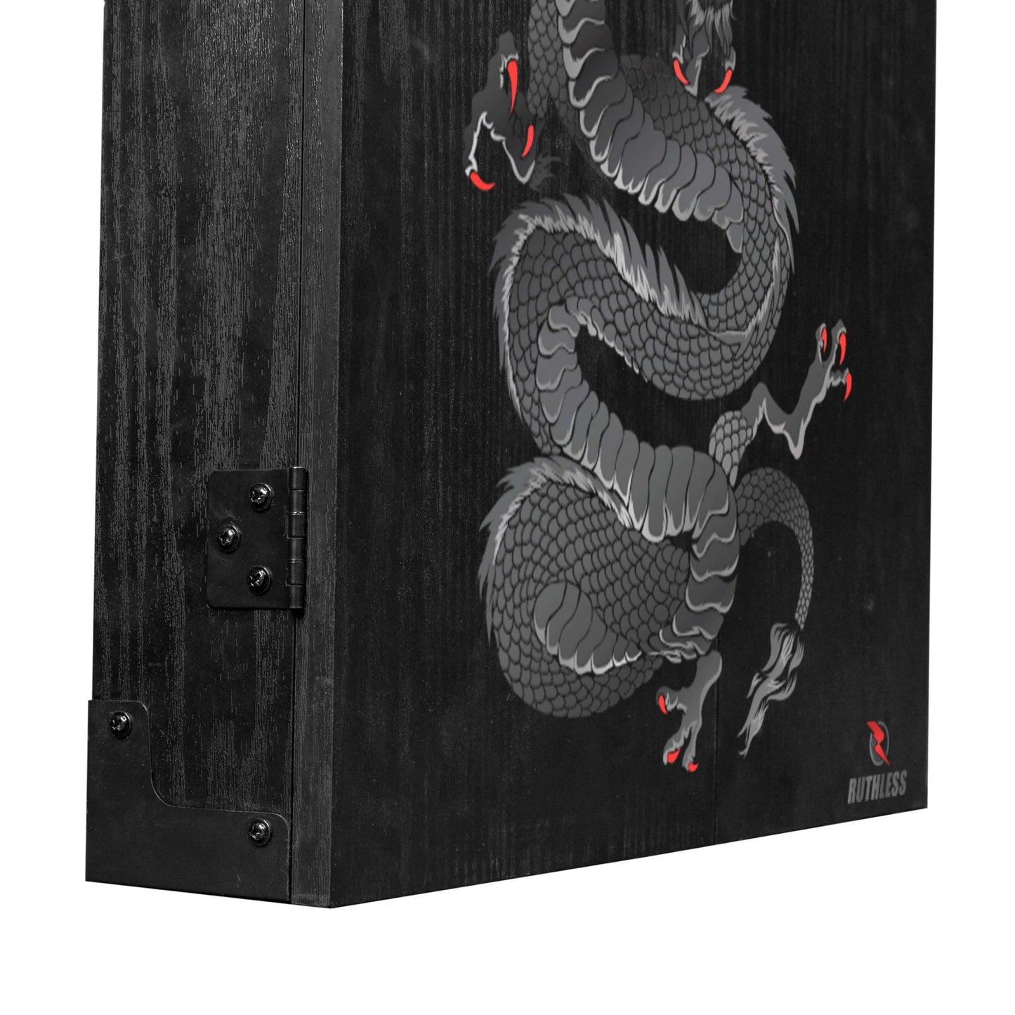 RUTHLESS Dart Board Cabinet | Professional Heavy Duty Square Black Dartboard Storage