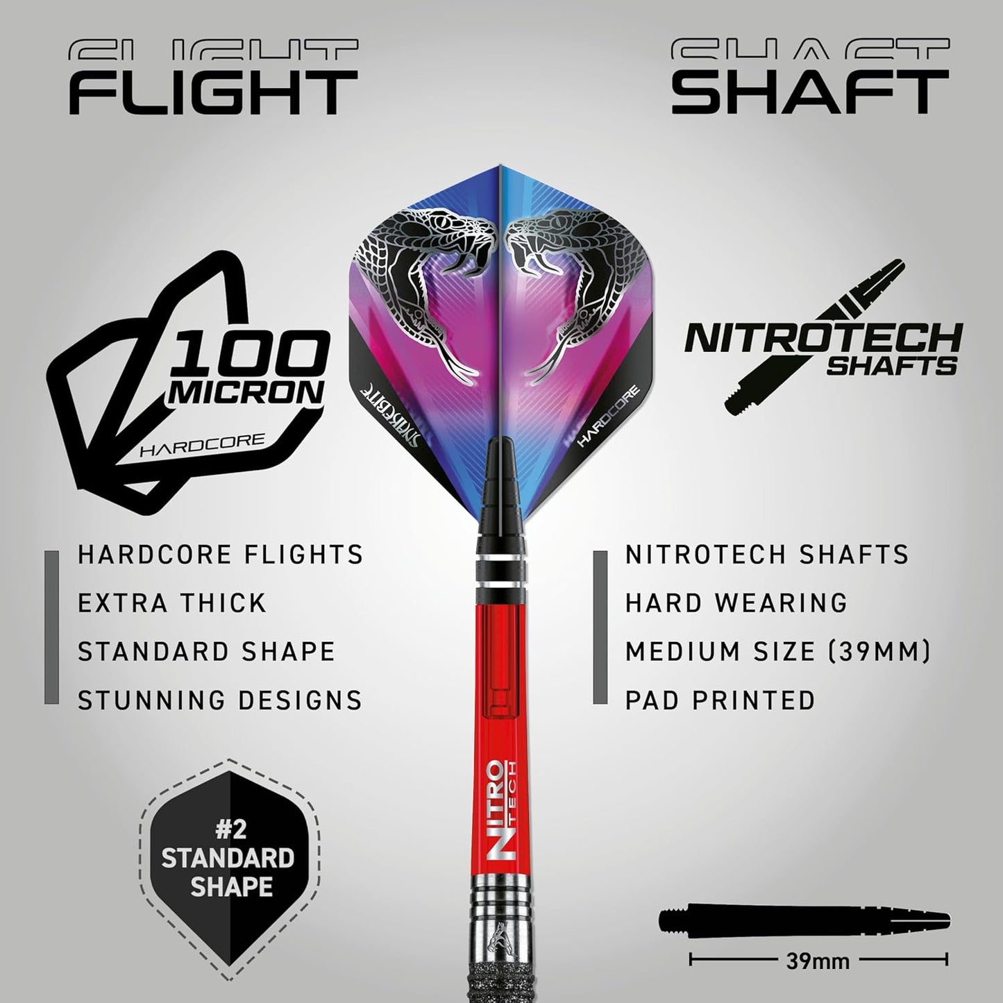 Peter Wright Snakebite Melbourne Masters Edition: 22g - 90% Tungsten Steel Darts with Flights and Stems