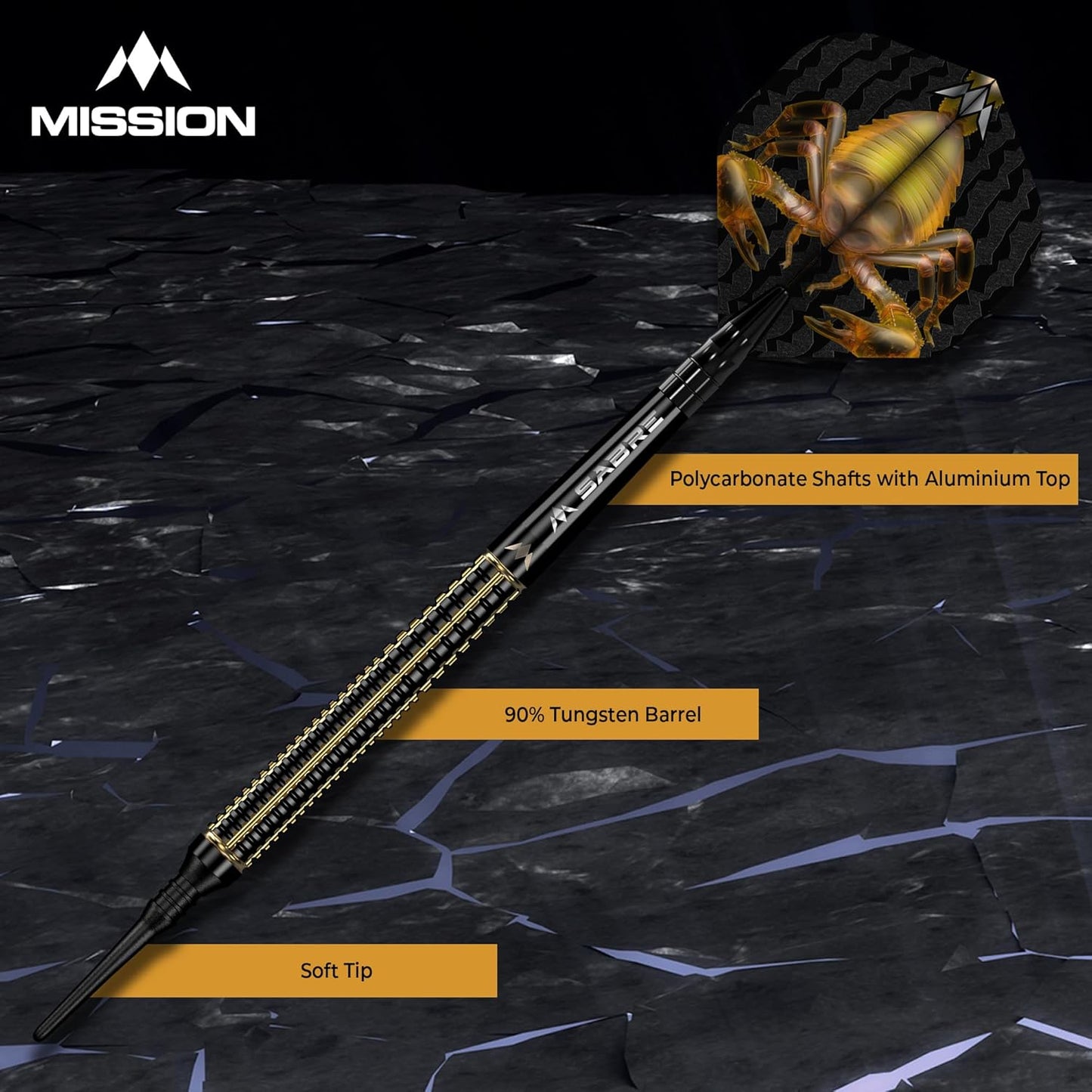 Mission | Javan Darts | Silver | Brass Barrel | Steel Tip Darts Set | 22g.