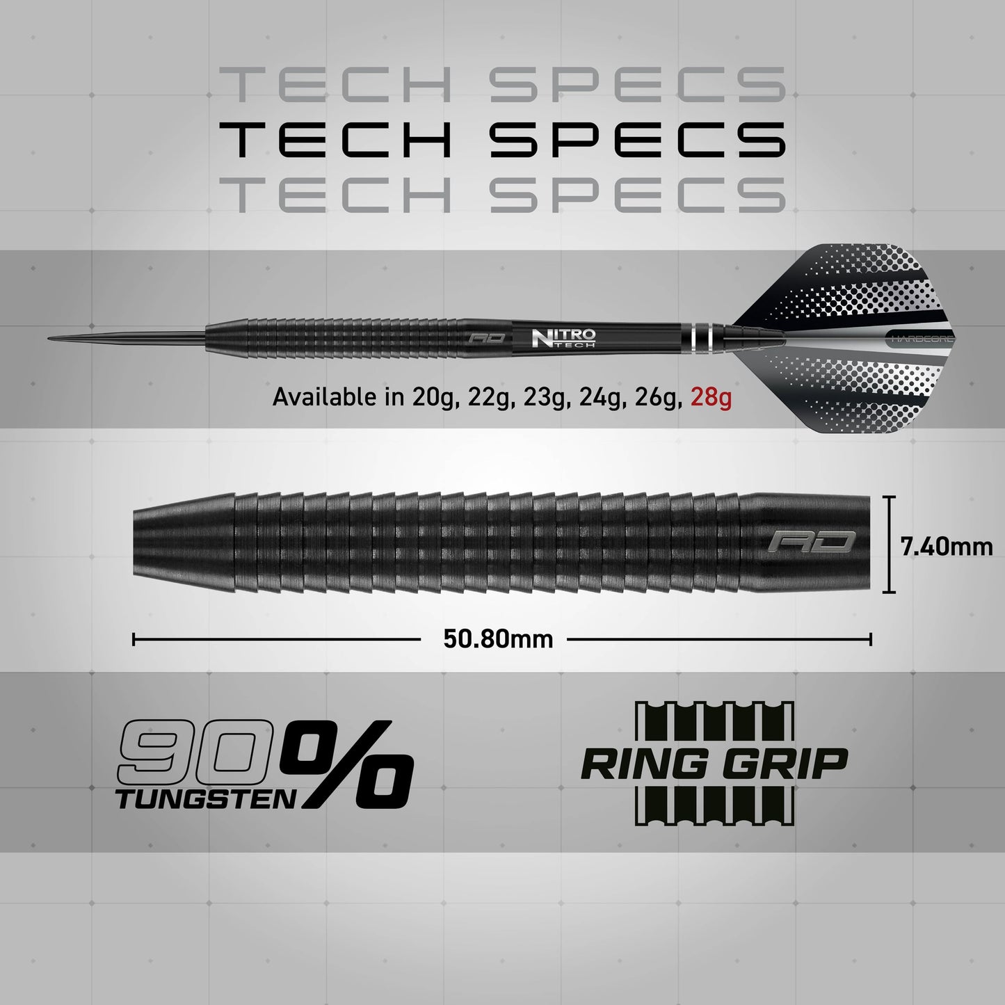 RED DRAGON Razor Edge Black - Tungsten professional steel tip darts set with Dart Flights and Dart Shafts - Available in 20g, 22g, 23g, 24g, 26g, 28g