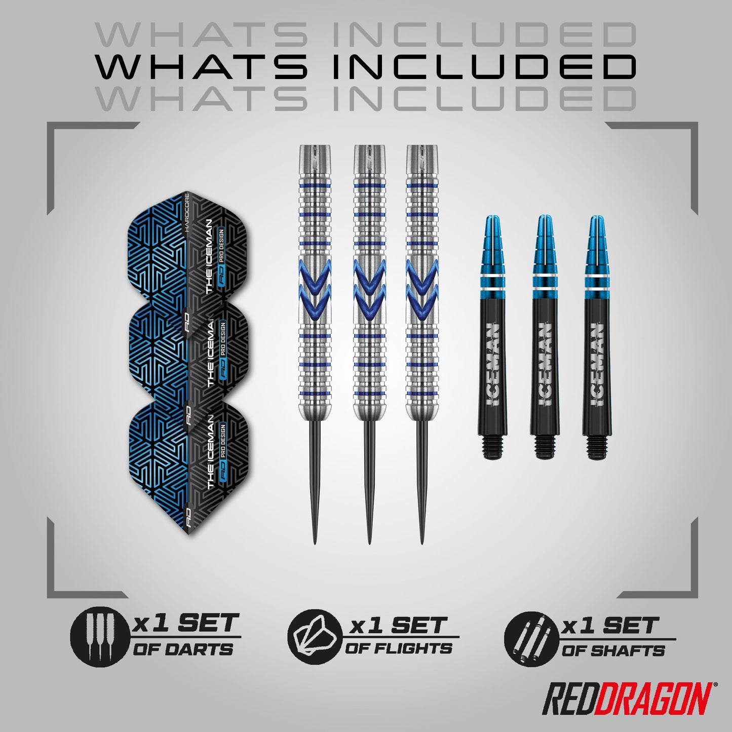 RED DRAGON Gerwyn Price Iceman Midnight Edition Premium Tungsten Darts Set with Flights and Stems