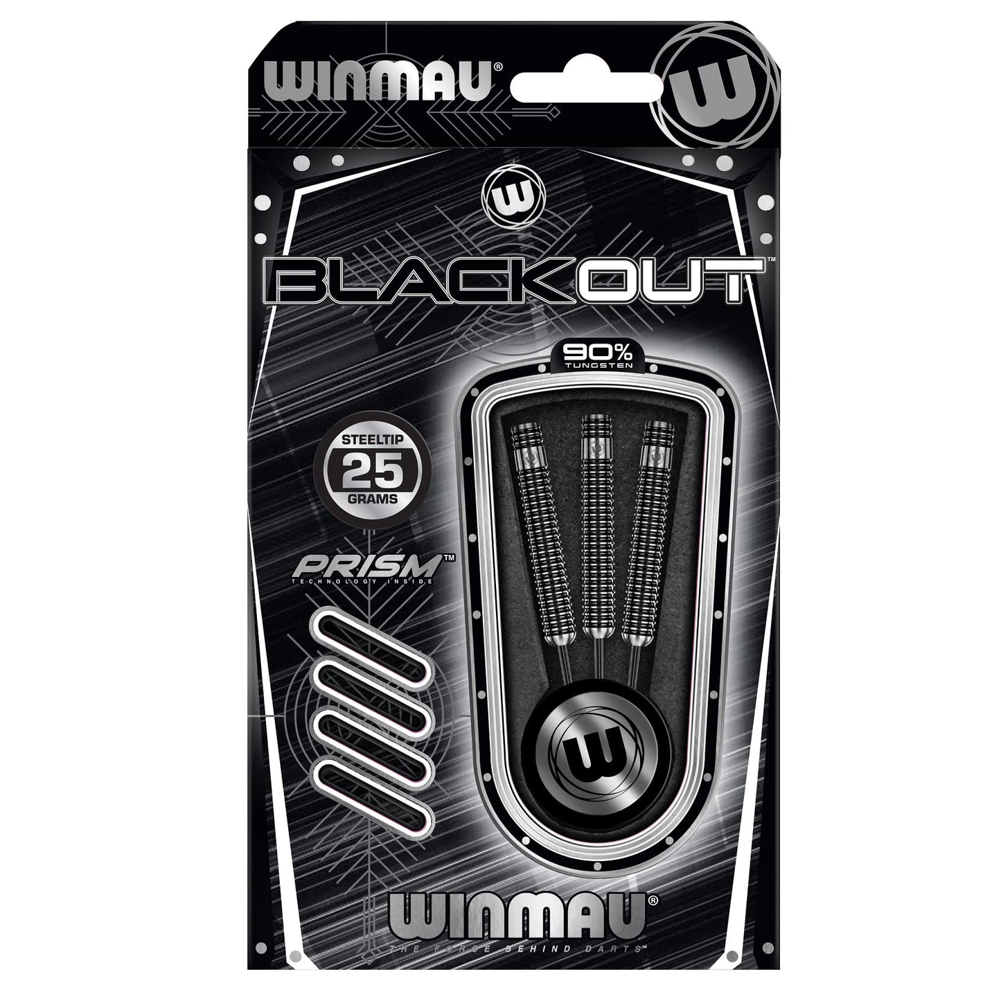 WINMAU Blackout Professional Steel Tip Tungsten Darts with Flights and Stems (Waves)