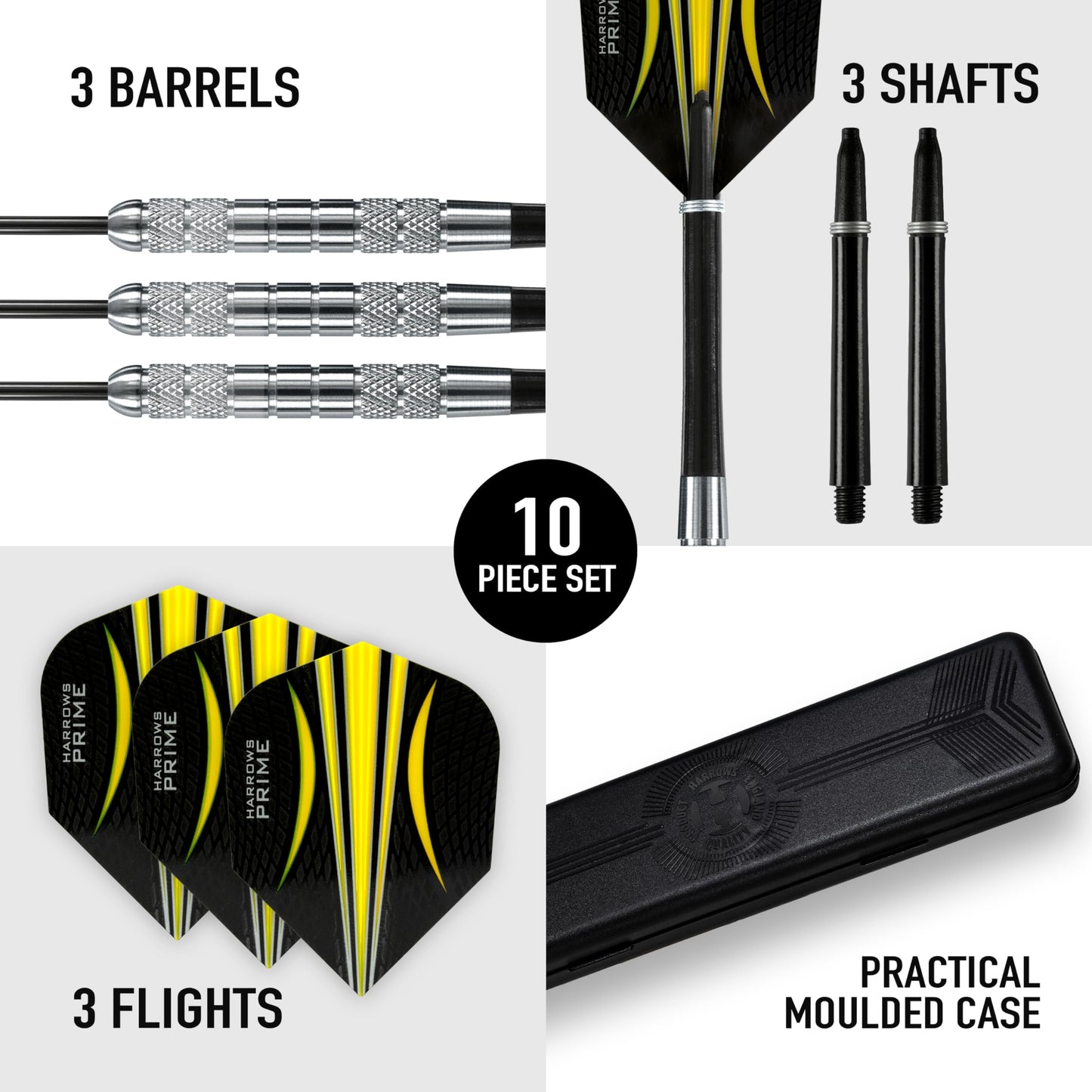 Harrows Torpedo 80% Tungsten Steel Tip Dart Set 22g, 23g, 24g & 25g - Includes Nylon Shafts, Marathon Flights & Travel Case