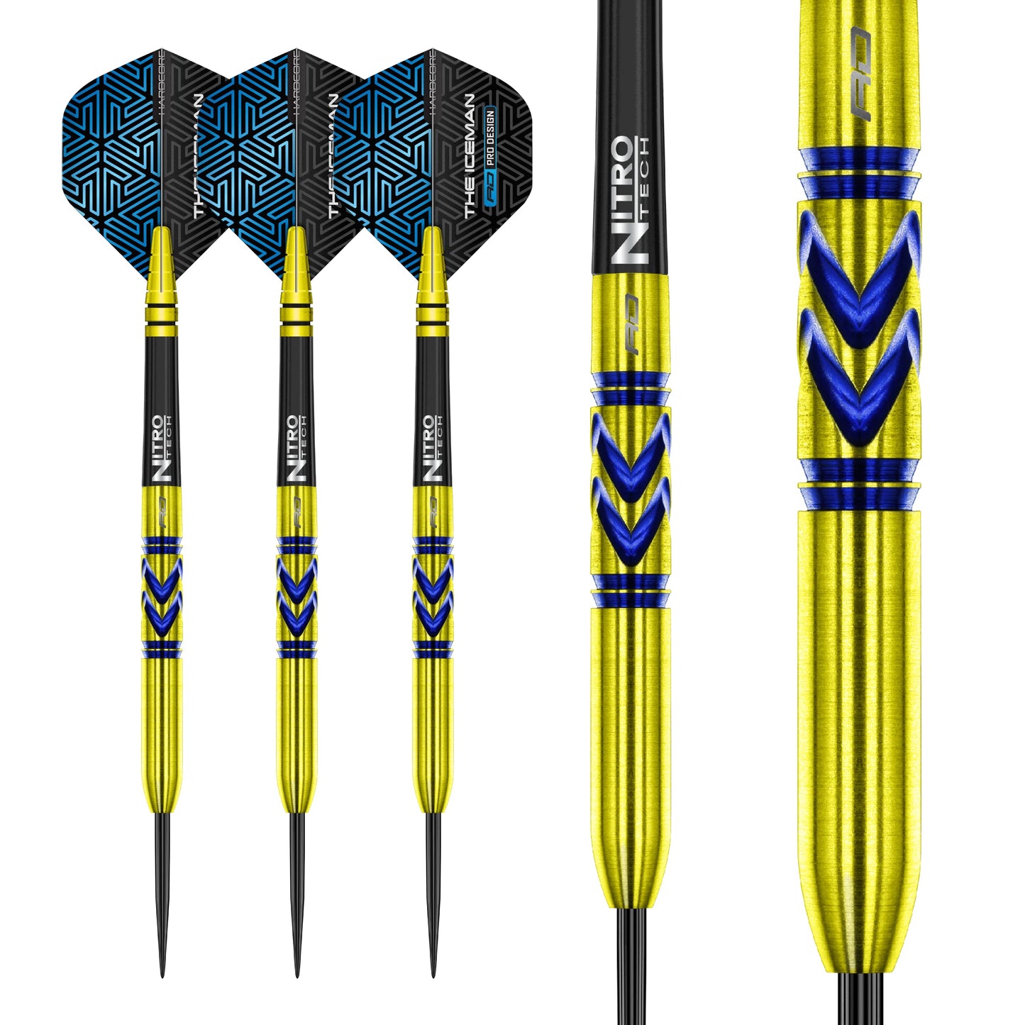 RED DRAGON Gerwyn Iceman Price Avalanche Pro Gold Premium Tungsten Darts Set with Flights and Stems