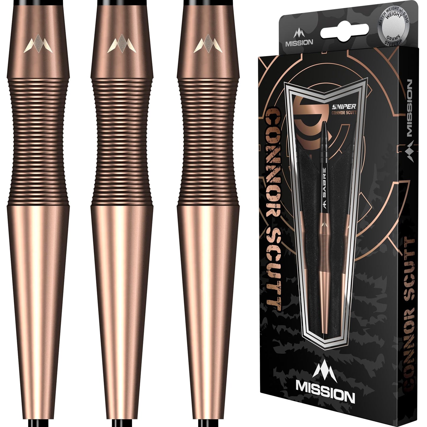 Mission Darts Connor Scutt V2 | Steel Tip | Bronze PVD | Sniper, 90% Tungsten, Available in Multiple Weights