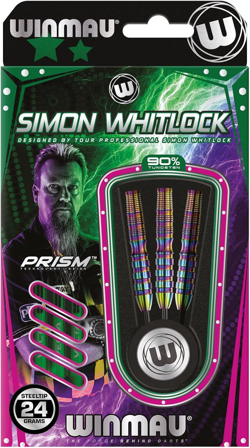 Simon Whitlock Urban World Cup Edition 24g Gram Professional Steeltip Tungsten Darts Set with Flights and Stems (Shafts)
