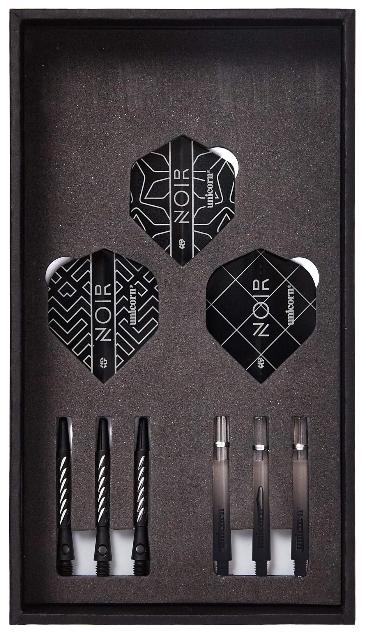 Unicorn Steel Tip Darts Set | Gary 'The Flying Scotsman' Anderson Noir Phase 3, 5 & 6 | 90% Tungsten Barrels with Black Titanium Coating | Presentation Packaging | 21g, 22g, 23g, 24g, 25g or 27g