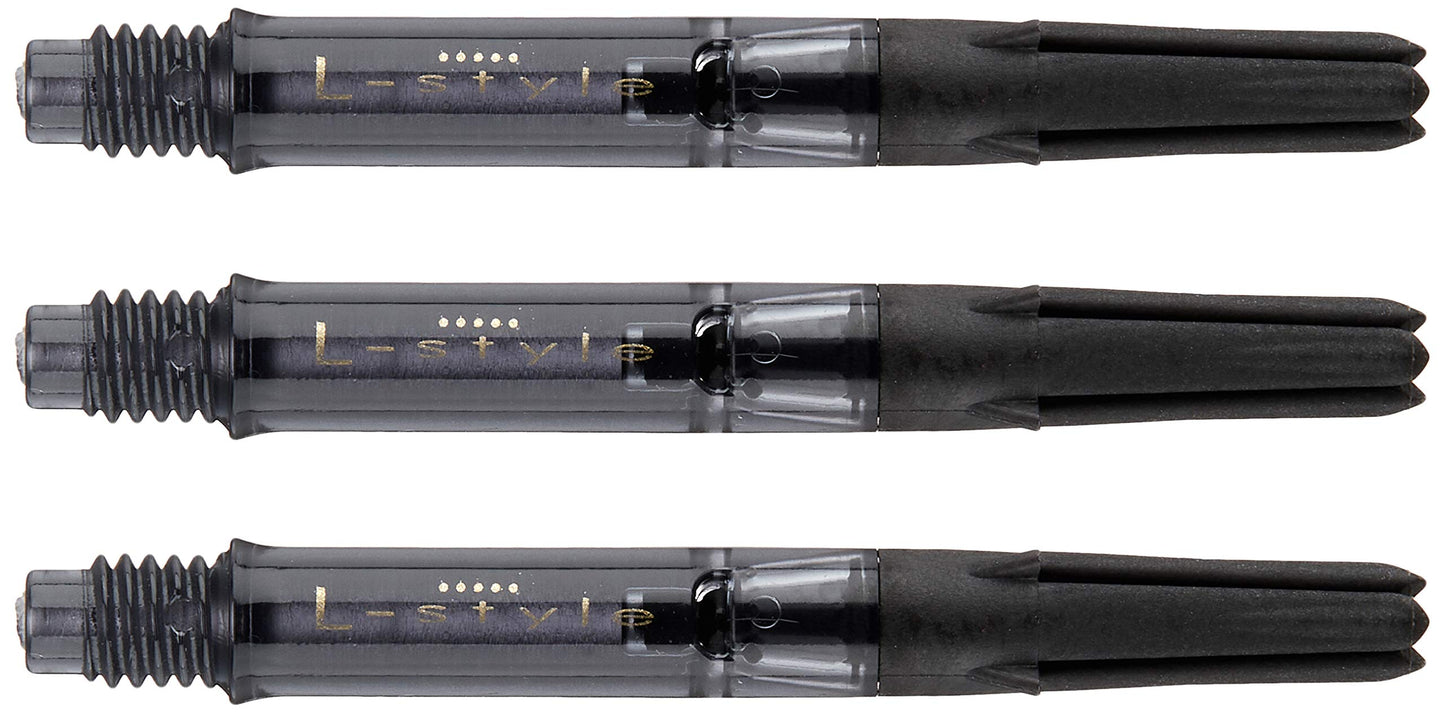 LSTYLE Dart Shafts: L-Shaft Carbon Silent - Spinning Dart Stems - Champagne Rings Included