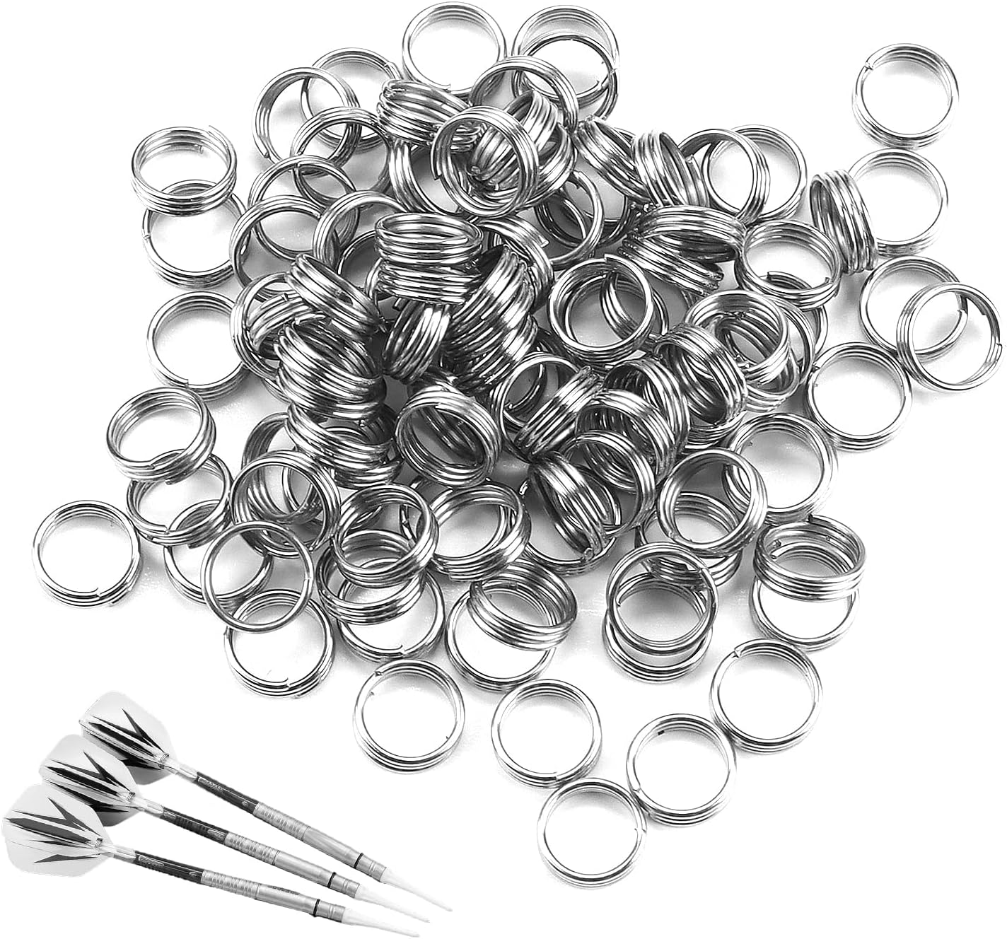 100 PCS Stainless Steel Dart Shaft Rings O-Ring Spring Ring for Nylon Shafts Accessories, Non-Slip Dart Flight Protector, 4.15 MM Dart Shaft Rings for Plastic & Nylon Shafts