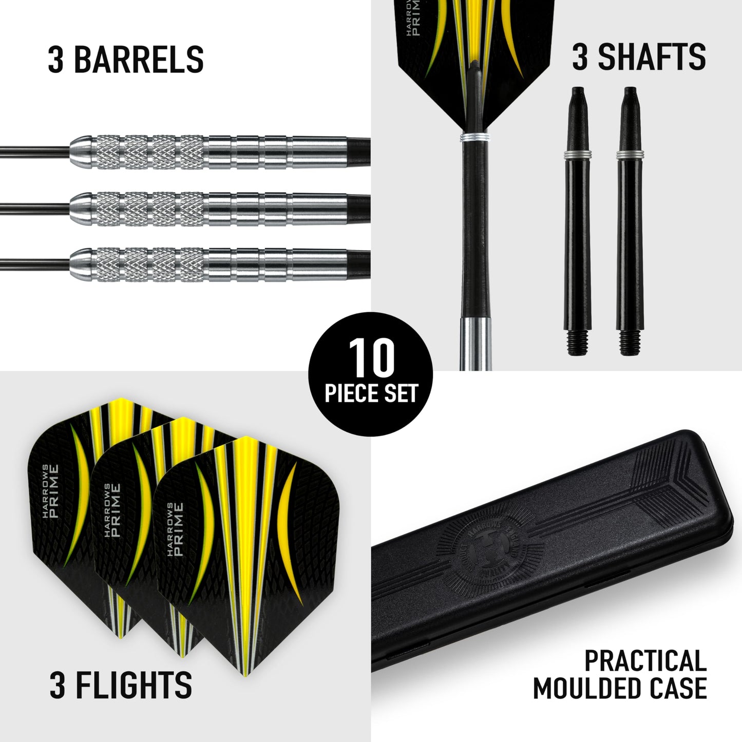 Harrows Torpedo 80% Tungsten Steel Tip Dart Set 22g, 23g, 24g & 25g - Includes Nylon Shafts, Marathon Flights & Travel Case