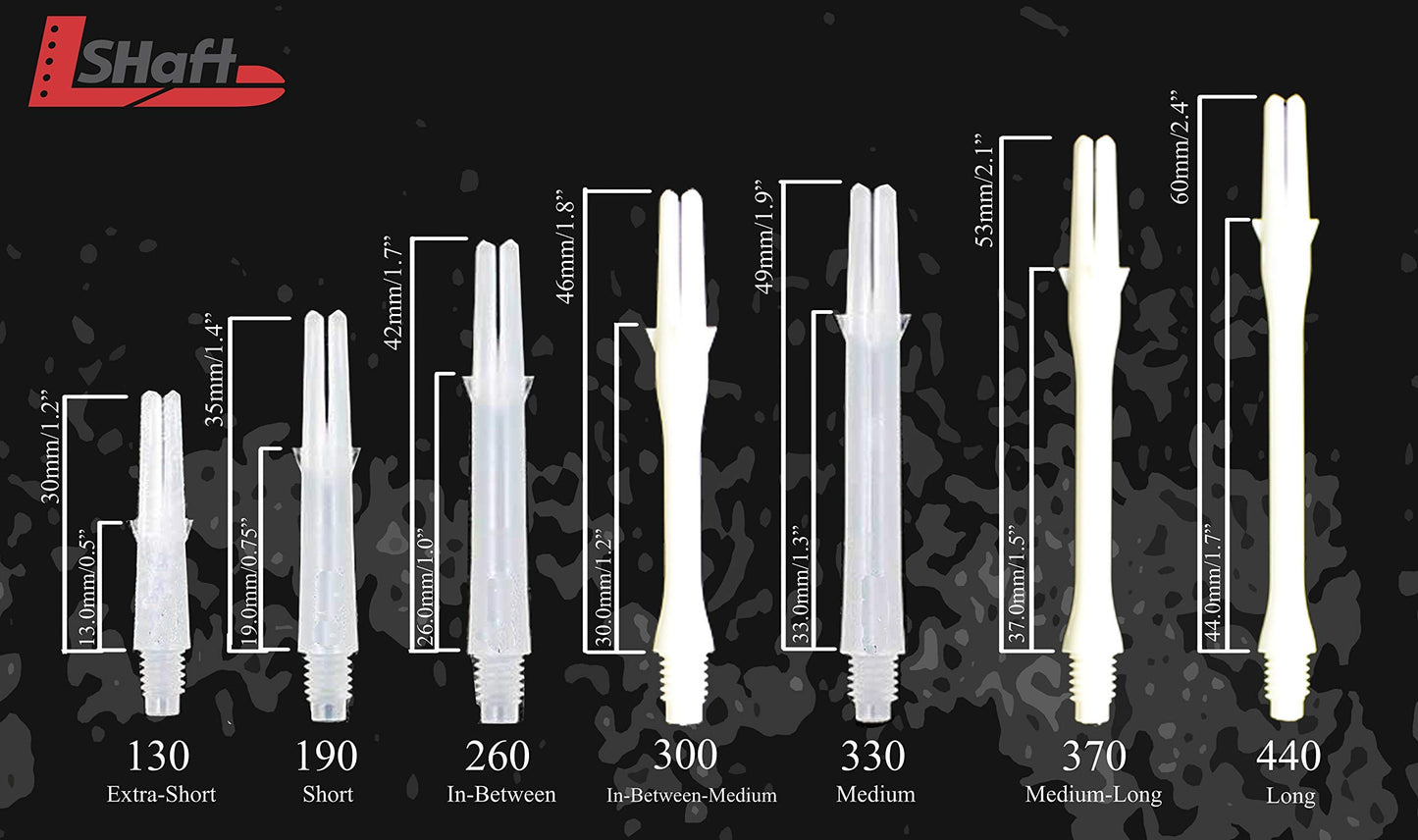 LSTYLE Dart Shafts: L-Shaft Carbon Silent - Spinning Dart Stems - Champagne Rings Included