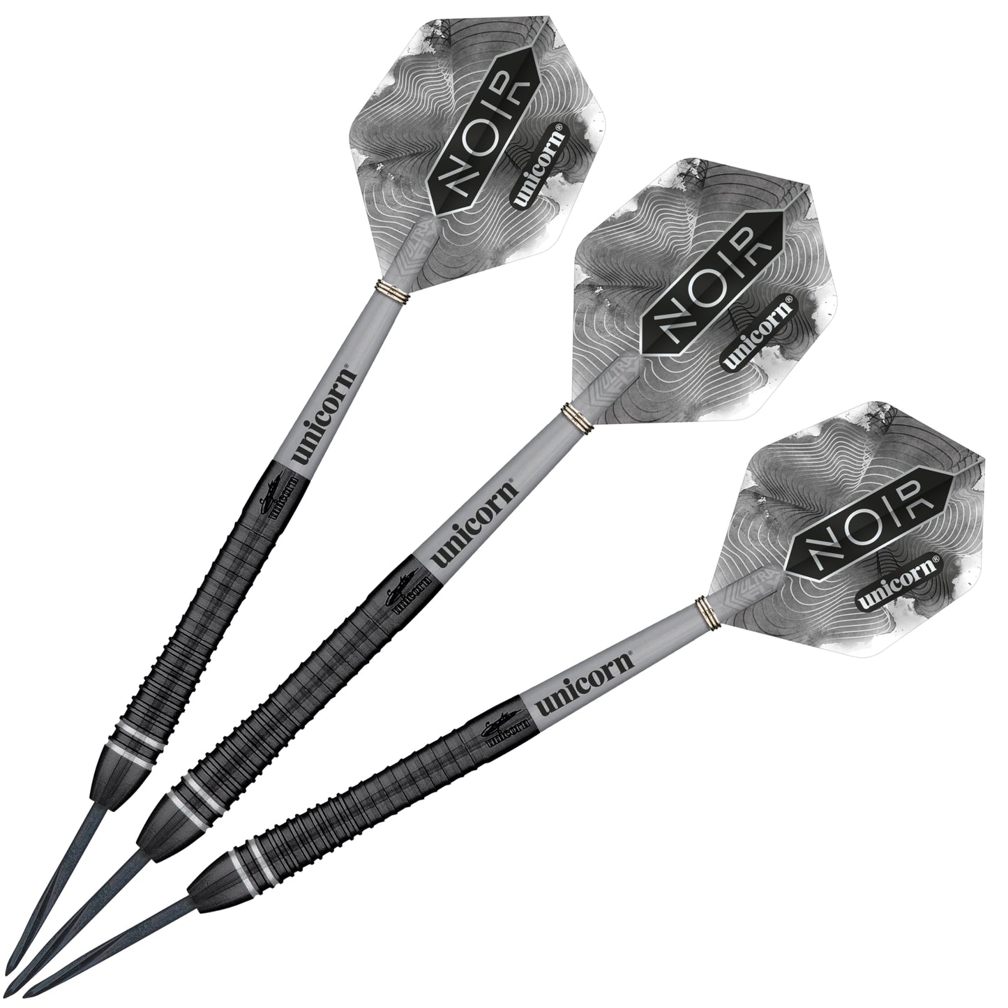 Unicorn Steel Tip Darts Set | Gary 'The Flying Scotsman' Anderson Noir Phase 3, 5 & 6 | 90% Tungsten Barrels with Black Titanium Coating | Presentation Packaging | 21g, 22g, 23g, 24g, 25g or 27g