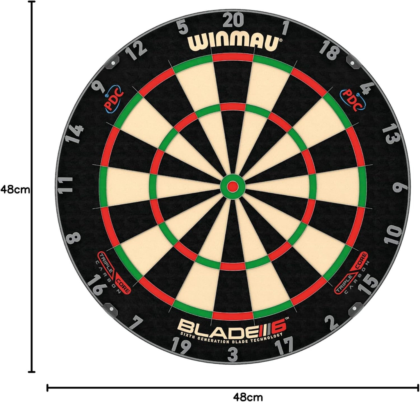 WINMAU Darts Blade 6 Triple Core Carbon Professional PDC Dartboard with Official tournament specifications | Endorsed by the PDC