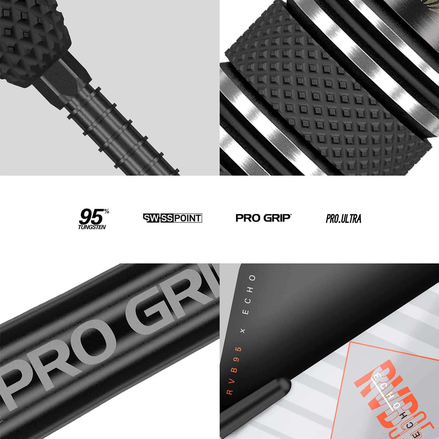 Target Darts RVB 95 x Echo 95% Tungsten Swiss Point Steel Tip Darts Set