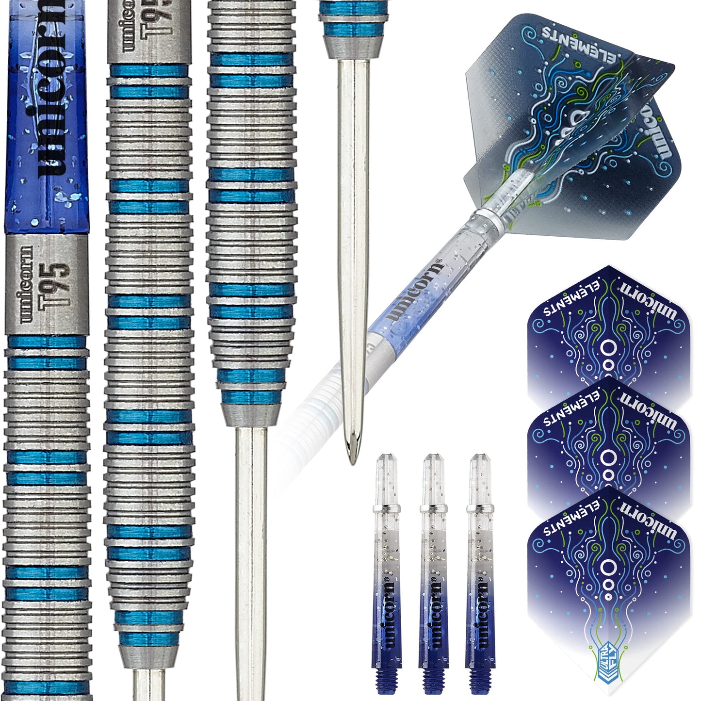 UNICORN Steel Tip Darts Set | Core XL T90 & T95 Series | 90% & 95% Tungsten Barrels with Colour Accents | 20g, 21g, 22g, 23g, 24g or 25g