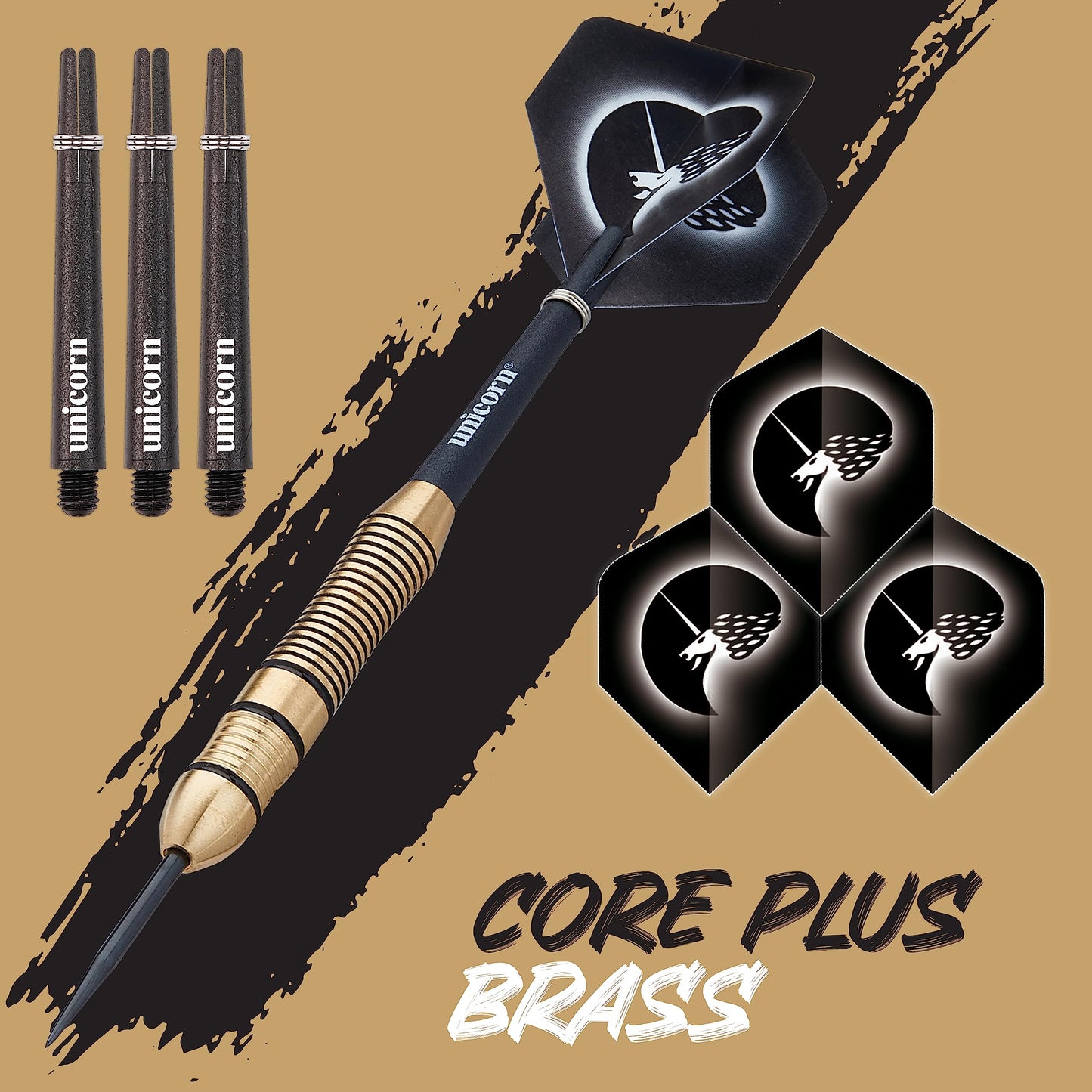 Unicorn Steel Tip Darts Set | Core Plus | Authentic 100% Brass Barrels