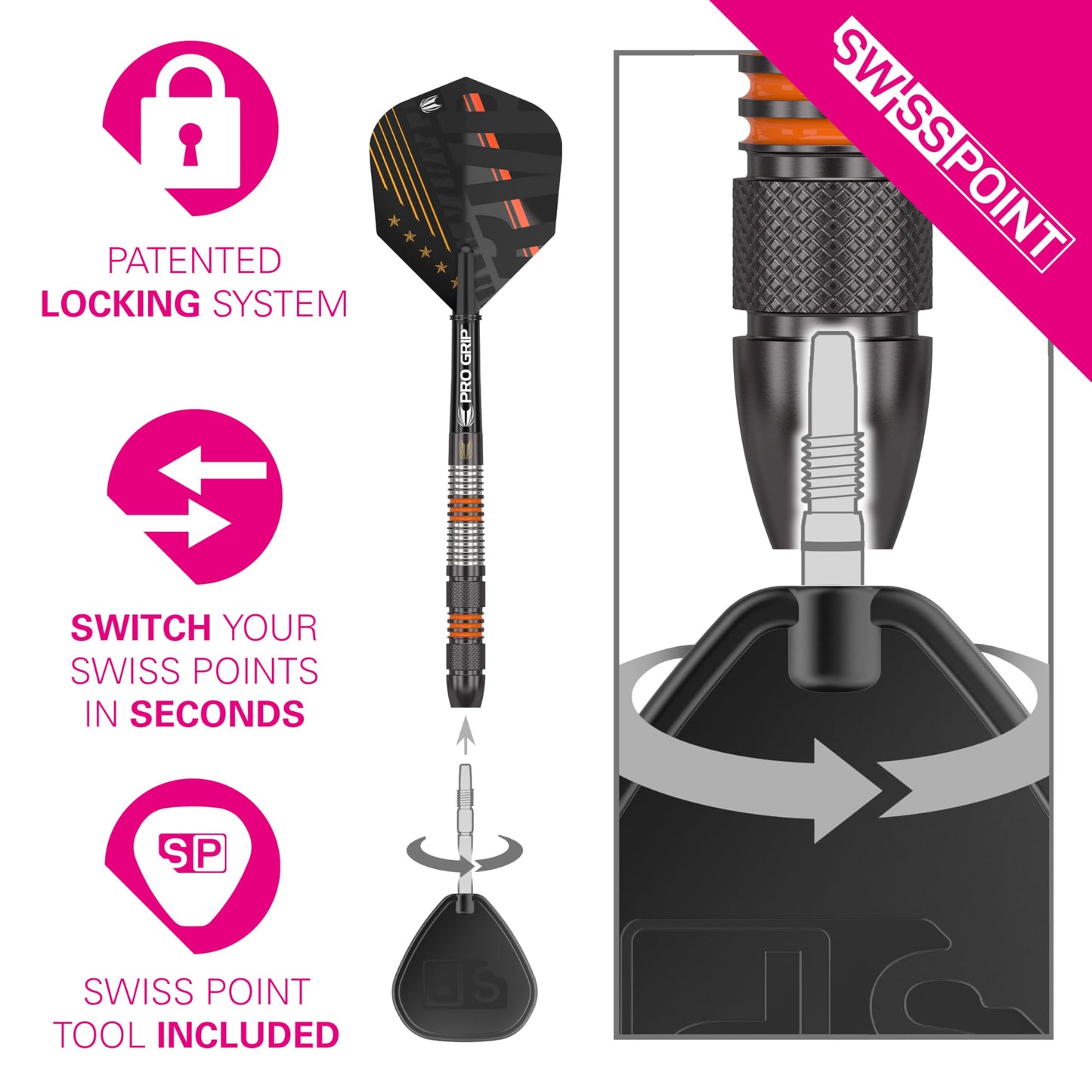 TARGET Darts Raymond Van Barneveld RVB 80 Black G2 80% Tungsten Swiss Point Steel Tip Darts Set