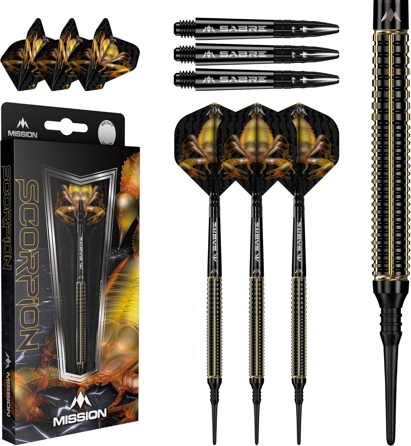 Mission | Javan Darts | Silver | Brass Barrel | Steel Tip Darts Set | 22g.