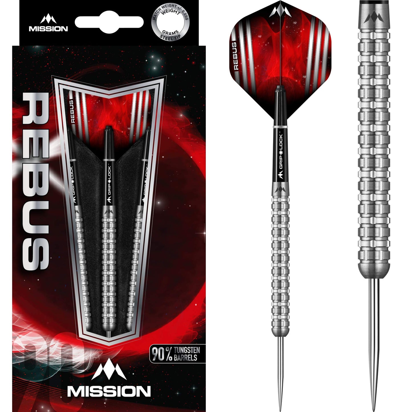 Mission Rebus Steel Tip 90% Tungsten Darts - Multiple Weights and Styles Available