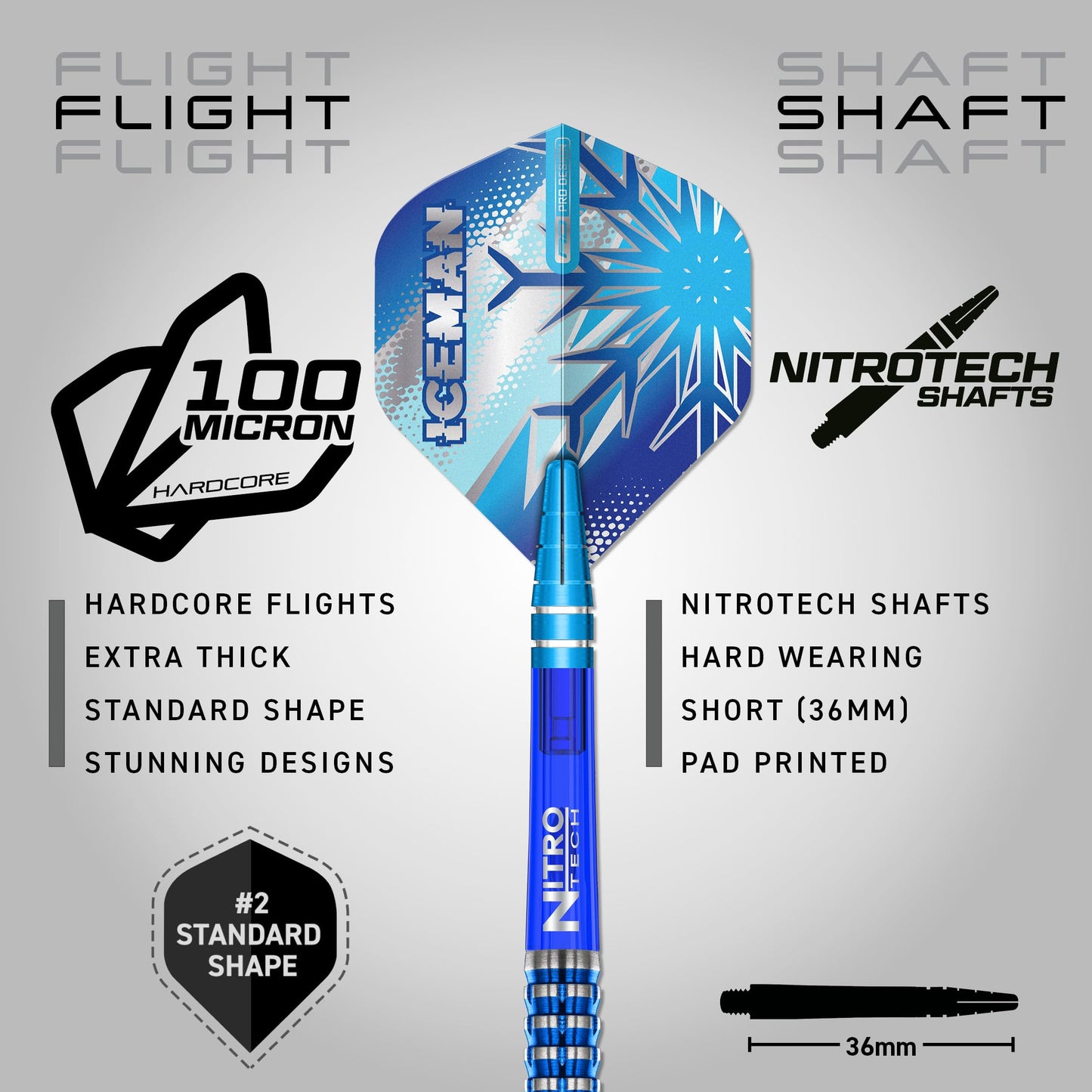RED DRAGON Darts – Professional Player Gerwyn Price Iceman Glacier Series - 90% Tungsten Darts Set with Dart Flights and Dart Shafts (Stems) - Available in Soft Tip 18g and Steel Tip 22g, 24g & 26g
