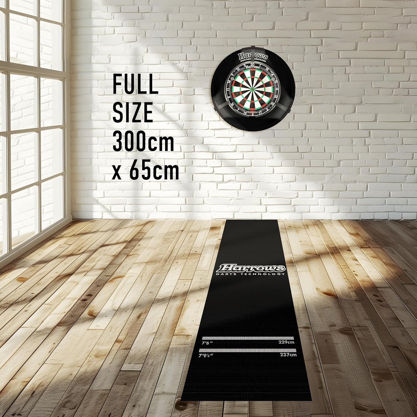 Harrows Darts Mat with Darts Oche, Floor Mat Protection, Non Slip Mat, Professional Darts Mat Rubber, Darts Accessories