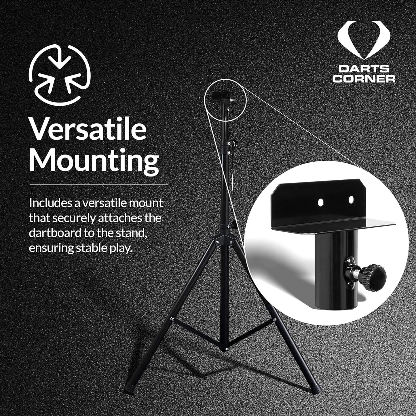 Darts Corner DM01 | Professional Portable Tripod Dartboard Travel Stand for Mobile Darts Play, Black