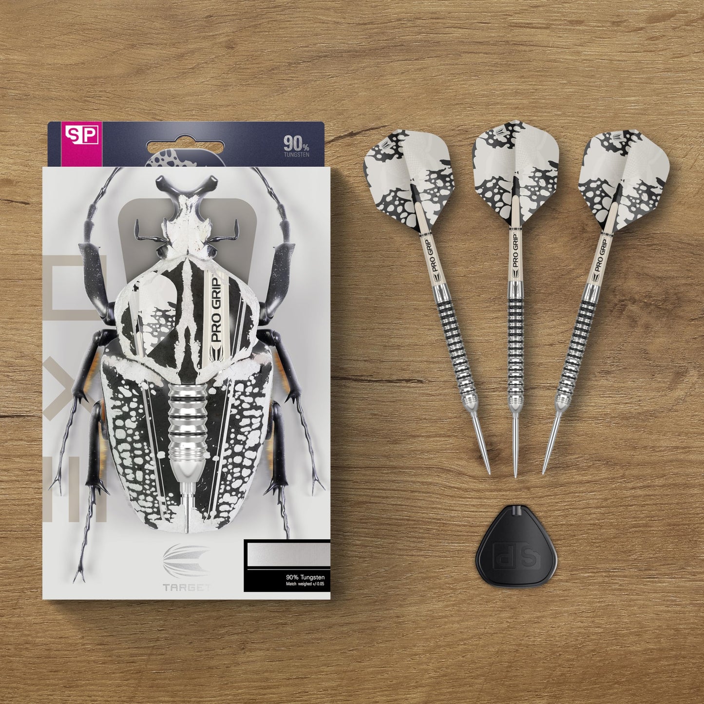 TARGET Darts EXO Edition 90% Tungsten Steel Tip Darts Set – Steel Point Dart Sets, Swiss Point Darts with Pro Grip Shafts and No.6 Flights, SP Tool Included | Professional Dart Sets