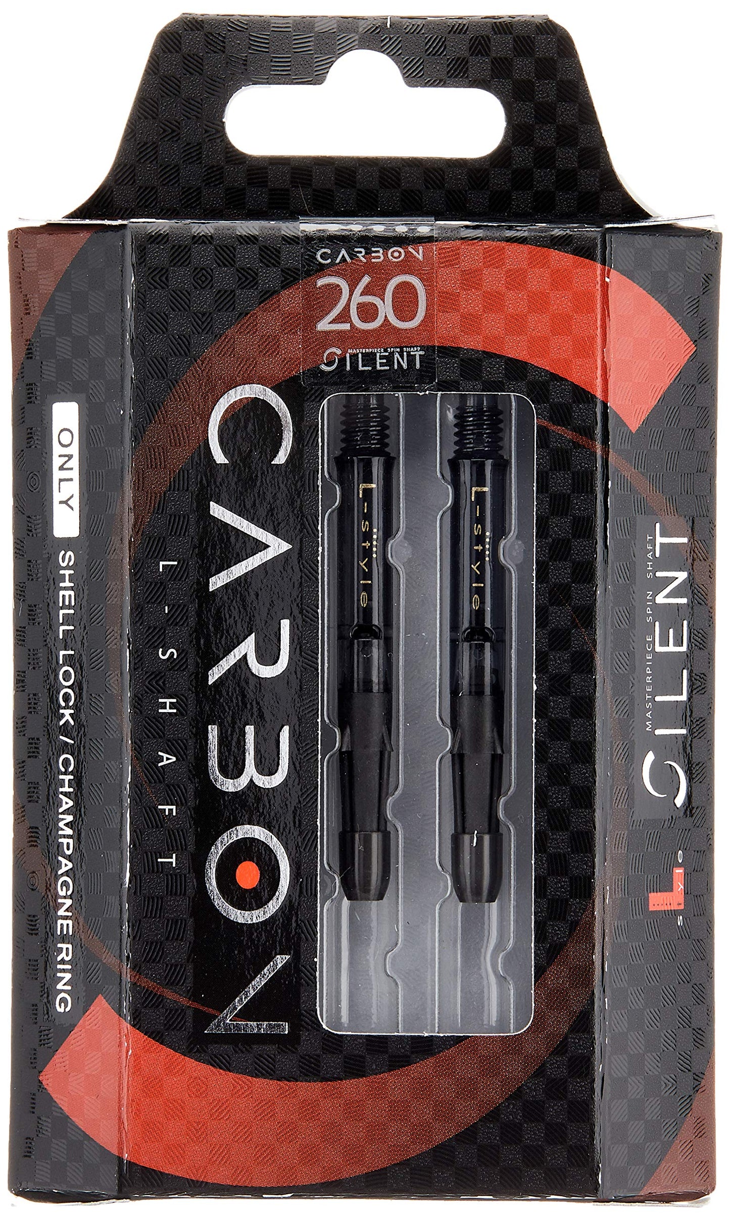 LSTYLE Dart Shafts: L-Shaft Carbon Silent - Spinning Dart Stems - Champagne Rings Included