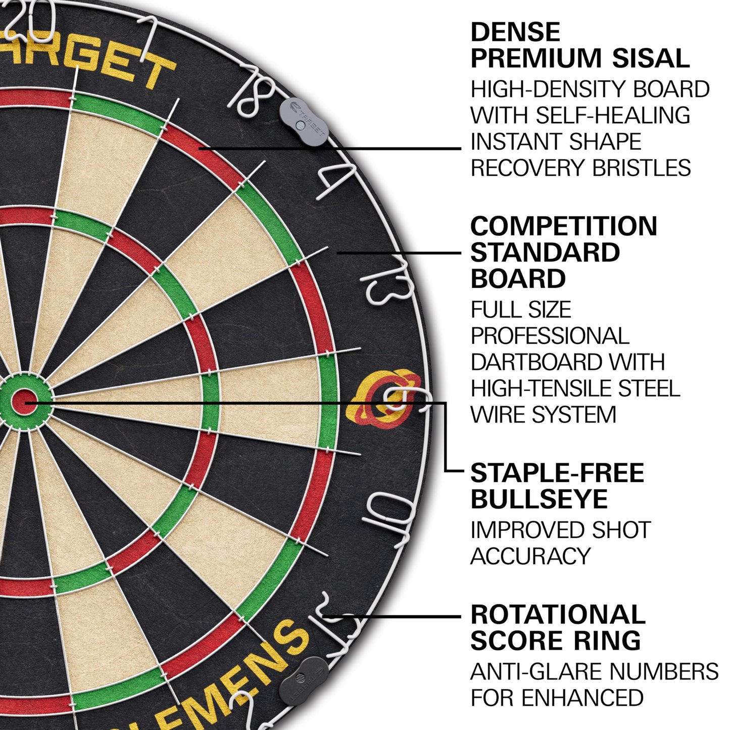 Target Darts Player Dartboard and Cabinet Set | Luke Littler/Dimitri Van den Bergh/Gabriel Clemens | Dart Board Cupboard with 2 Sets of Steel Tip Darts, Score Charts, Competition Standard Throw Line