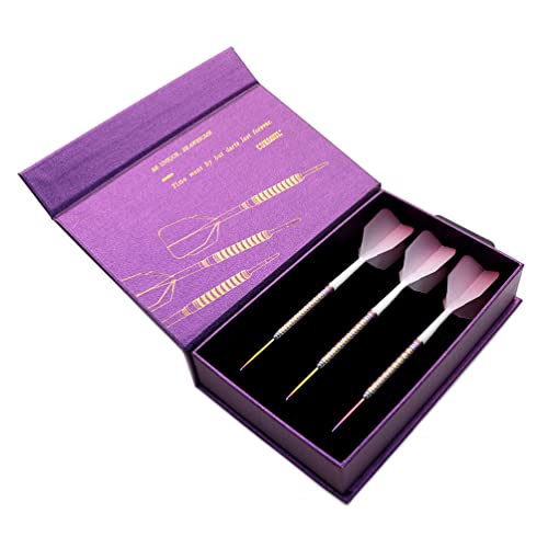 CUESOUL PINK/BLUE/GREEN GEM STONE 21g/22g Steel Tip 90% Tungsten Dart Set with Uniformity Titanium Coated and Gradient Color ROST Flights