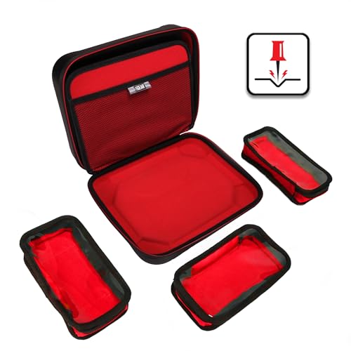 USA Gear XL Semi Hard Shell Dart Case - Storage Protective Case for 15 Piece Dart Set, Tips, Flights and Shafts, and More Accessories - Locking Foam Design for Soft and Steel Tips - Black