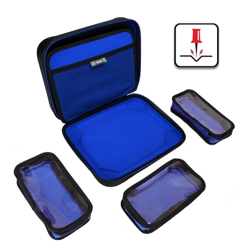 USA Gear XL Semi Hard Shell Dart Case - Storage Protective Case for 15 Piece Dart Set, Tips, Flights and Shafts, and More Accessories - Locking Foam Design for Soft and Steel Tips - Black