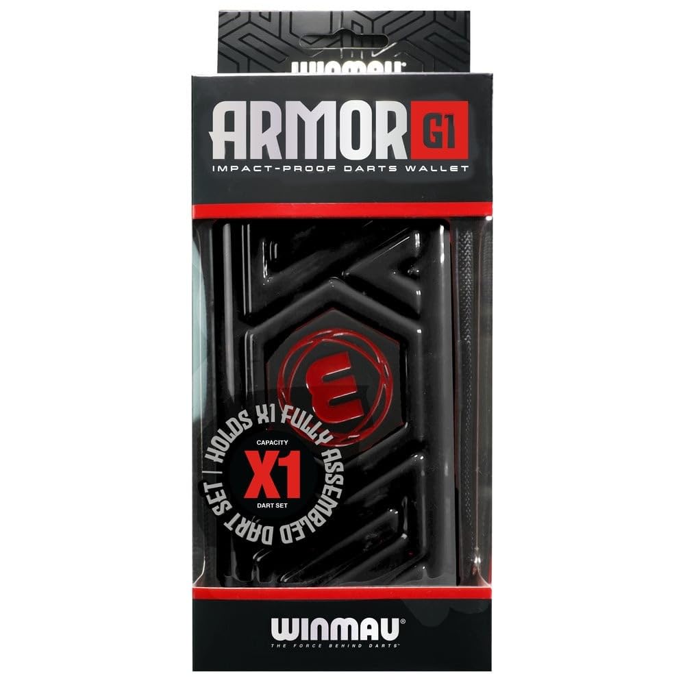 WINMAU Armor G2 Darts Wallet - Red Darts Case Holds Fully Assembled Darts and Accessories - Impact Proof, Ultra-Durable and Secure