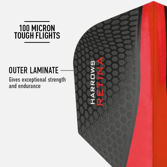 Harrows Retina | Set of 5 Premium Extra Strong 100 Micron Dart Flights in Standard Shape (15 Flights)