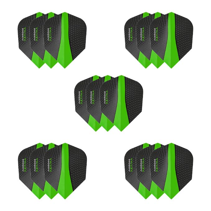 Harrows Retina | Set of 5 Premium Extra Strong 100 Micron Dart Flights in Standard Shape (15 Flights)