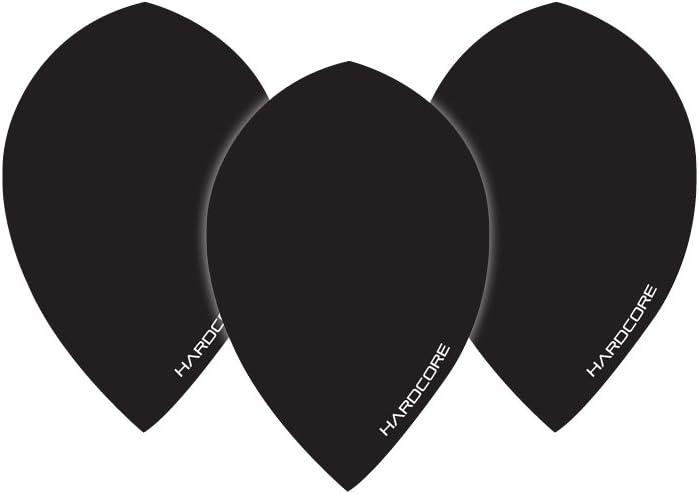 RED DRAGON Hardcore XT Black Oversized Extra Thick Pear Dart Flights - 5 sets Per Pack (15 Dart Flights in total)