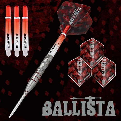 ‎Unicorn Steel Tip Darts Set | Ballista | 90% Natural Tungsten Barrels & Volute Points | 21g, 22g, 23g, 24g, 25g or 26g