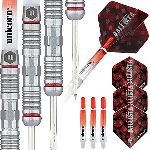 ‎Unicorn Steel Tip Darts Set | Ballista | 90% Natural Tungsten Barrels & Volute Points | 21g, 22g, 23g, 24g, 25g or 26g