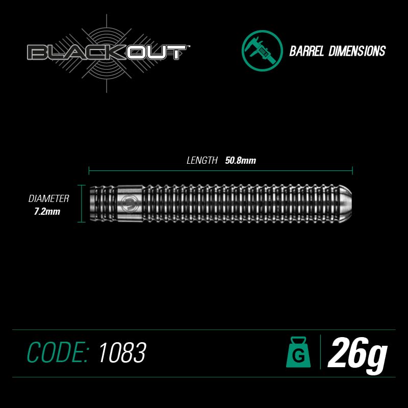 WINMAU Blackout Professional Steel Tip Tungsten Darts with Flights and Stems (Waves)