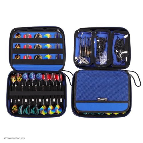 USA Gear XL Semi Hard Shell Dart Case - Storage Protective Case for 15 Piece Dart Set, Tips, Flights and Shafts, and More Accessories - Locking Foam Design for Soft and Steel Tips - Black