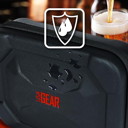 USA Gear XL Semi Hard Shell Dart Case - Storage Protective Case for 15 Piece Dart Set, Tips, Flights and Shafts, and More Accessories - Locking Foam Design for Soft and Steel Tips - Black