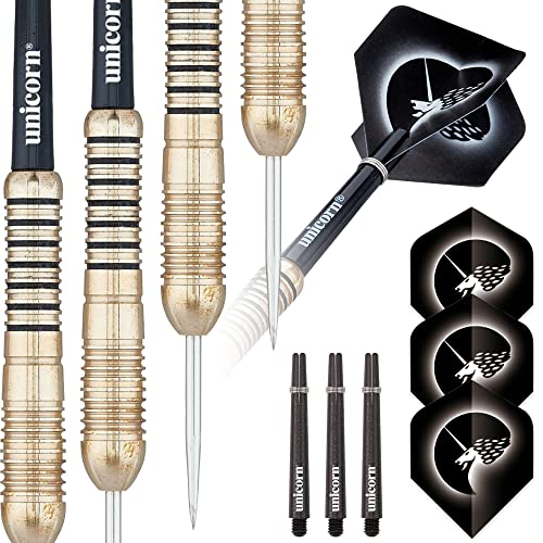 UNICORN Steel Tip Darts Set | Core Authentic 100% Brass Barrels | 20g, 21g, 22g, 23g, 24g or 25g