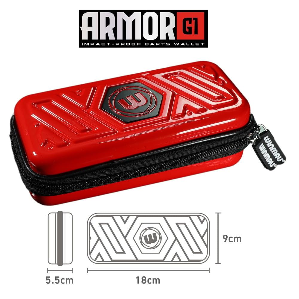 WINMAU Armor G2 Darts Wallet - Red Darts Case Holds Fully Assembled Darts and Accessories - Impact Proof, Ultra-Durable and Secure