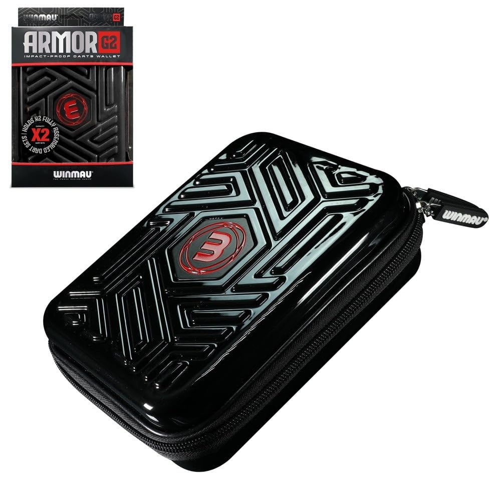 WINMAU Armor G2 Darts Wallet - Red Darts Case Holds Fully Assembled Darts and Accessories - Impact Proof, Ultra-Durable and Secure
