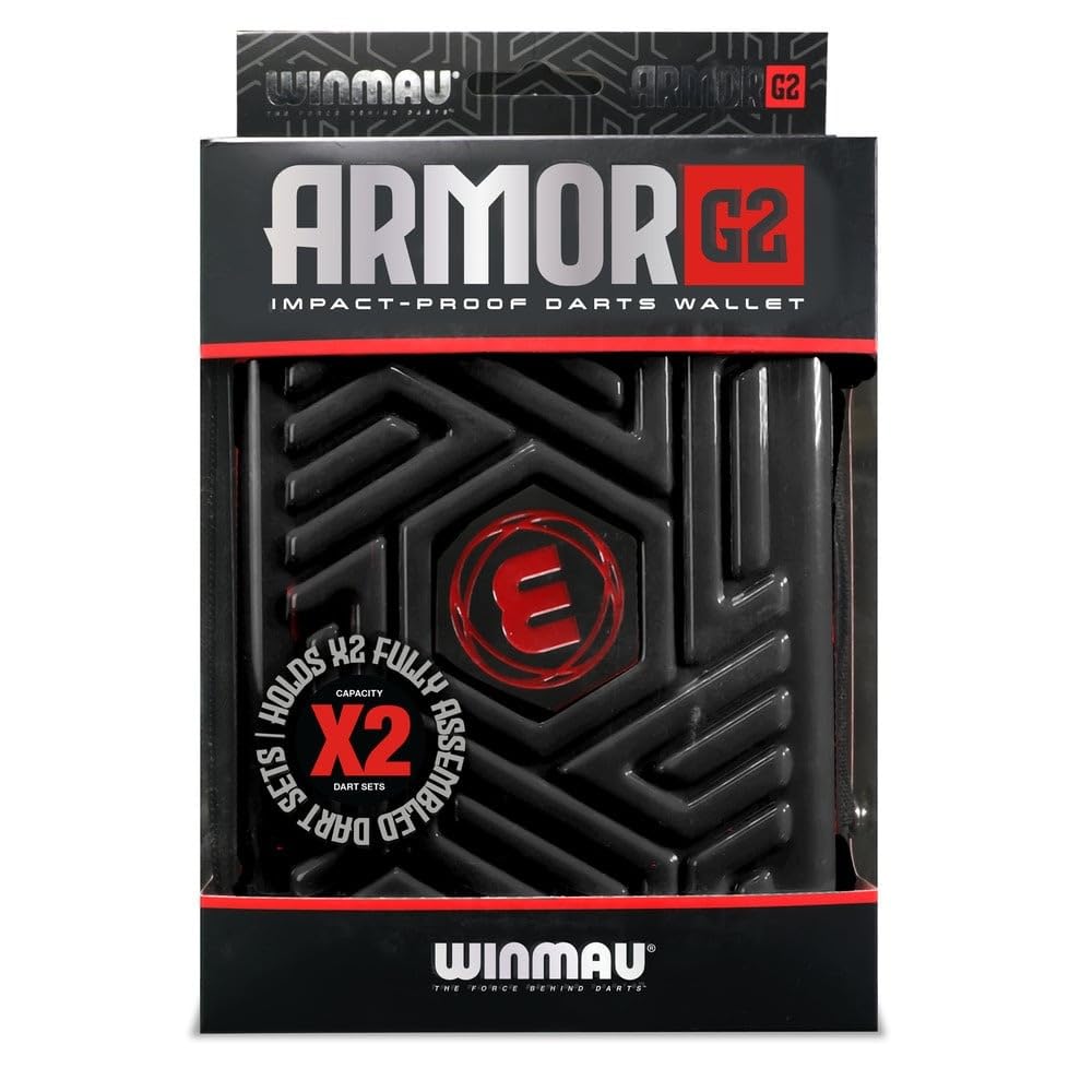 WINMAU Armor G2 Darts Wallet - Red Darts Case Holds Fully Assembled Darts and Accessories - Impact Proof, Ultra-Durable and Secure