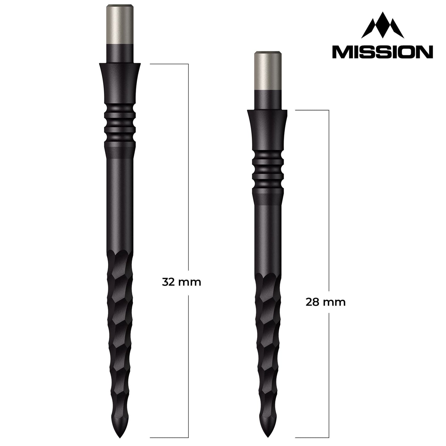 Mission Darts Sniper Steel Tip Replacement Dart Points with Lunar Complete Section Grooving, Multiple Lengths and Colours