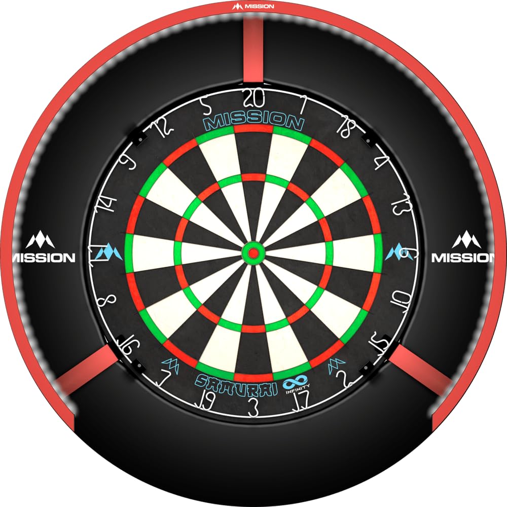 Mission Darts Torus 270 | Dart Board LED Lighting System with Easy Access to Dartboard Area for Unrestricted Play, Sand Blasted Black, Red, Blue, Green, Purple, Bronze and Silver Colours