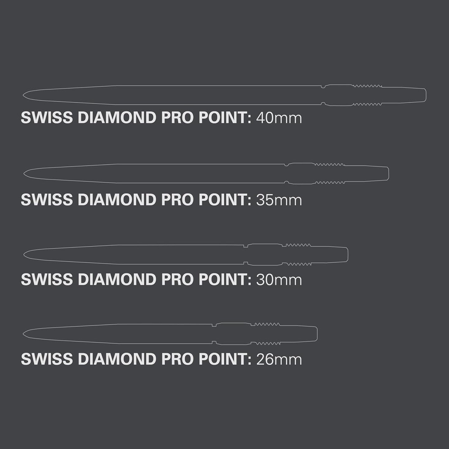 Target Darts Swiss Points, Diamond Pro Swiss Point Dart Tips (3 Pack Set of Tips) 40MM, Silver | Change Dart Points, Professional Darts Accessories