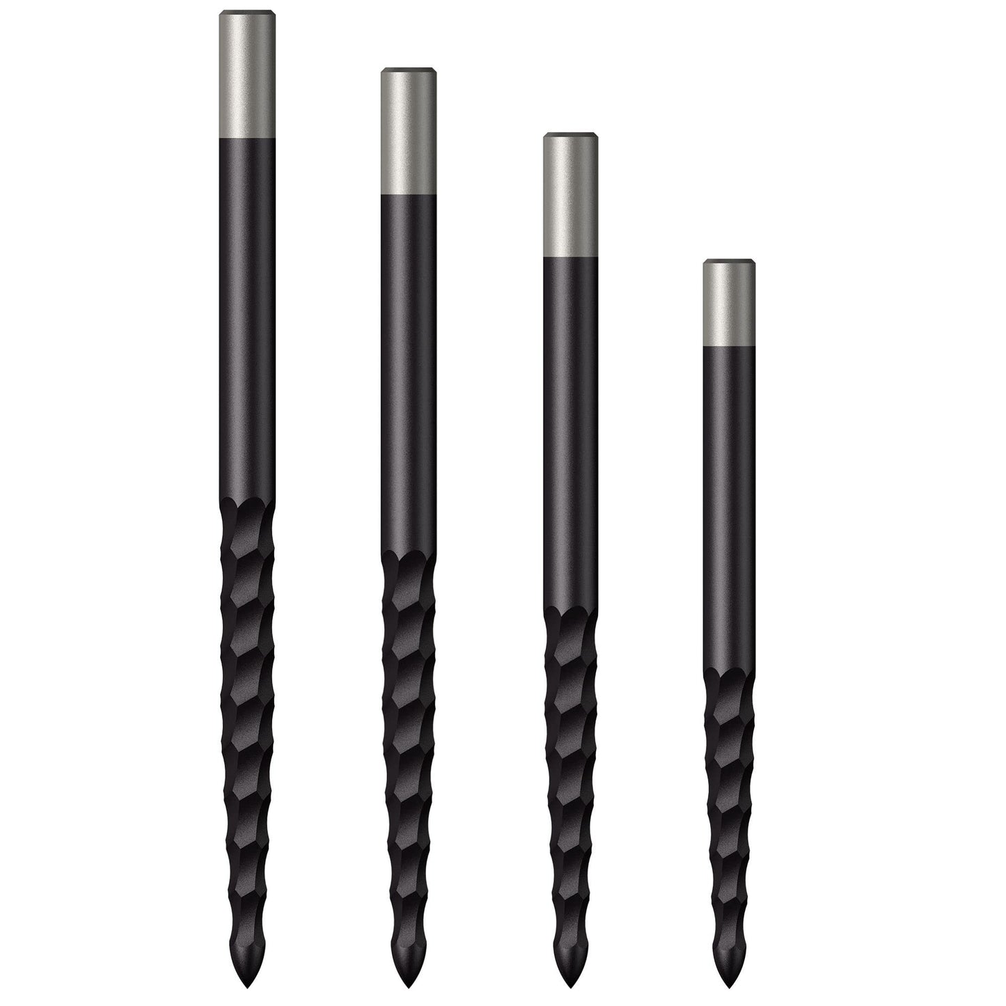 Mission Darts Lunar Black Steel Tip Replacement Dart Points with Complete or Front Grooving, Multiple Sizes