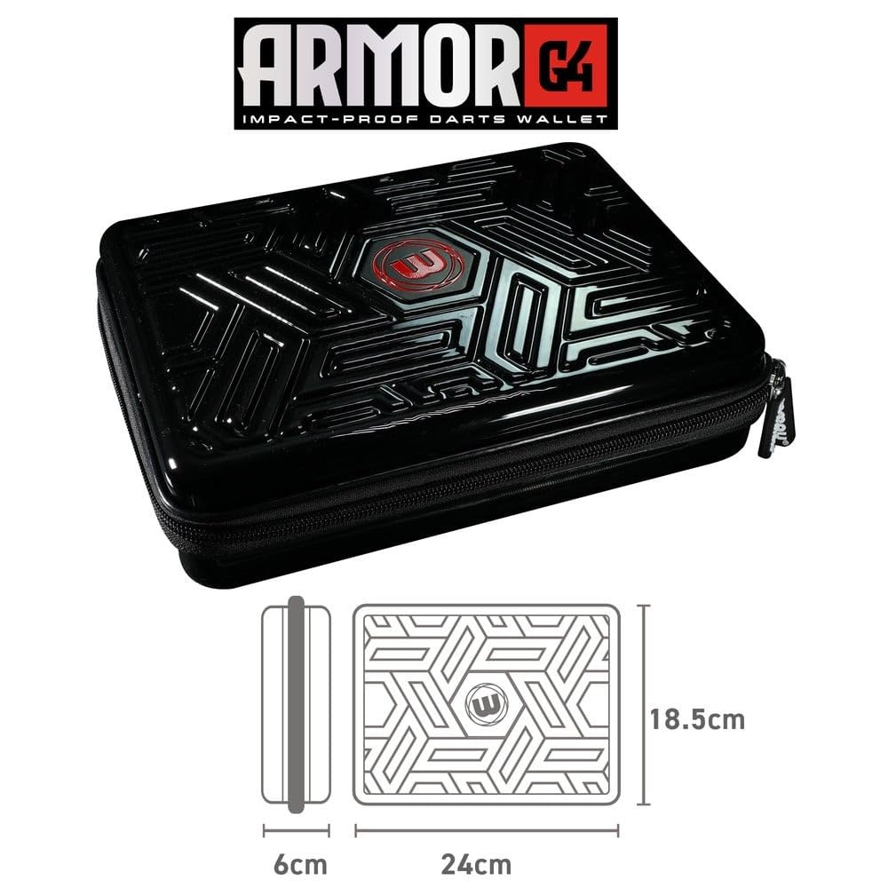 WINMAU Armor G2 Darts Wallet - Red Darts Case Holds Fully Assembled Darts and Accessories - Impact Proof, Ultra-Durable and Secure